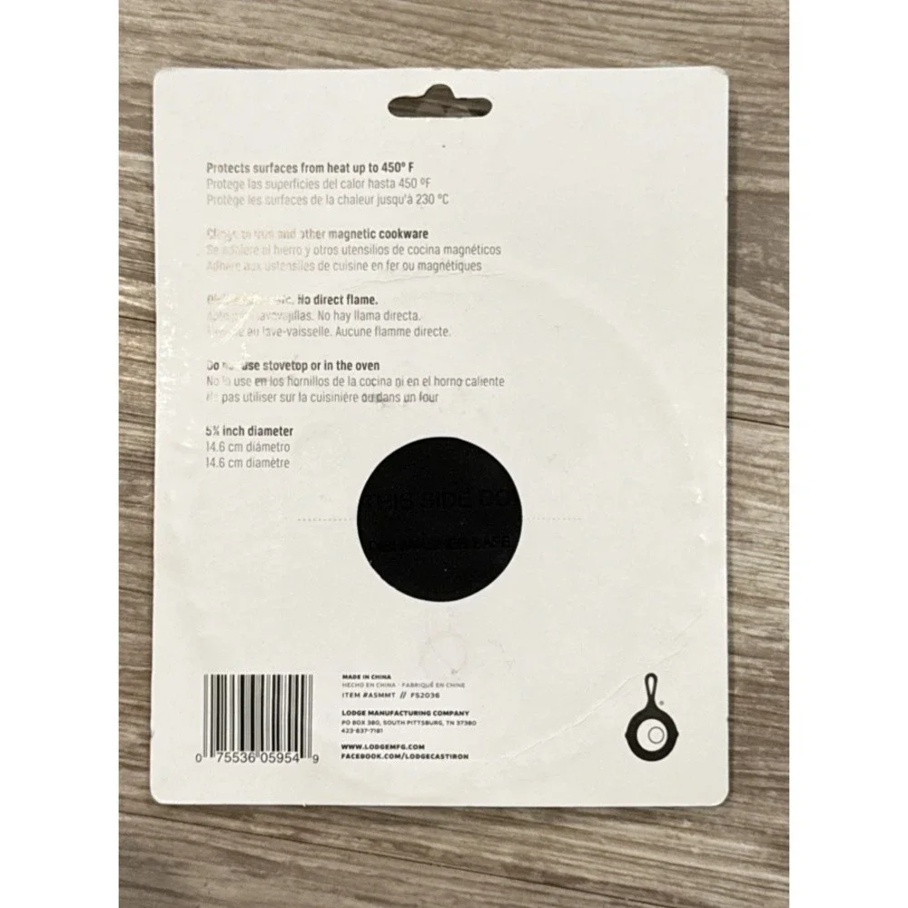 Lodge Cast Iron Silicone Magnetic‎ Trivet Black Round 5.75